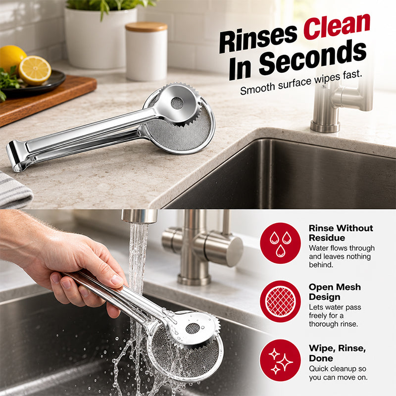 Lift Fried Food Instantly! No-Splatter 2-in-1 Oil Filter Tongs