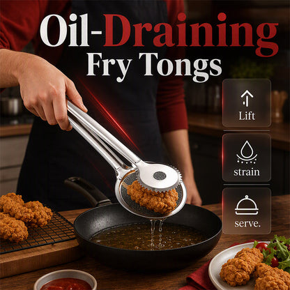 Lift Fried Food Instantly! No-Splatter 2-in-1 Oil Filter Tongs