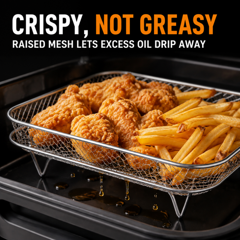 Cook 3 Layers Instantly! Stackable Stainless Steel Air Fryer Rack