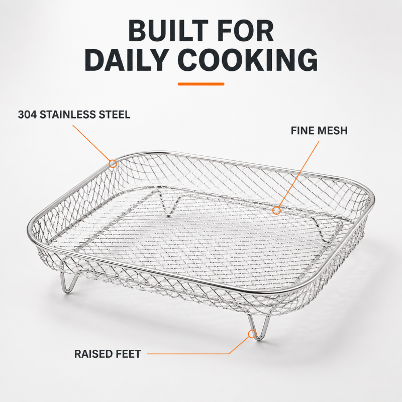 Cook 3 Layers Instantly! Stackable Stainless Steel Air Fryer Rack