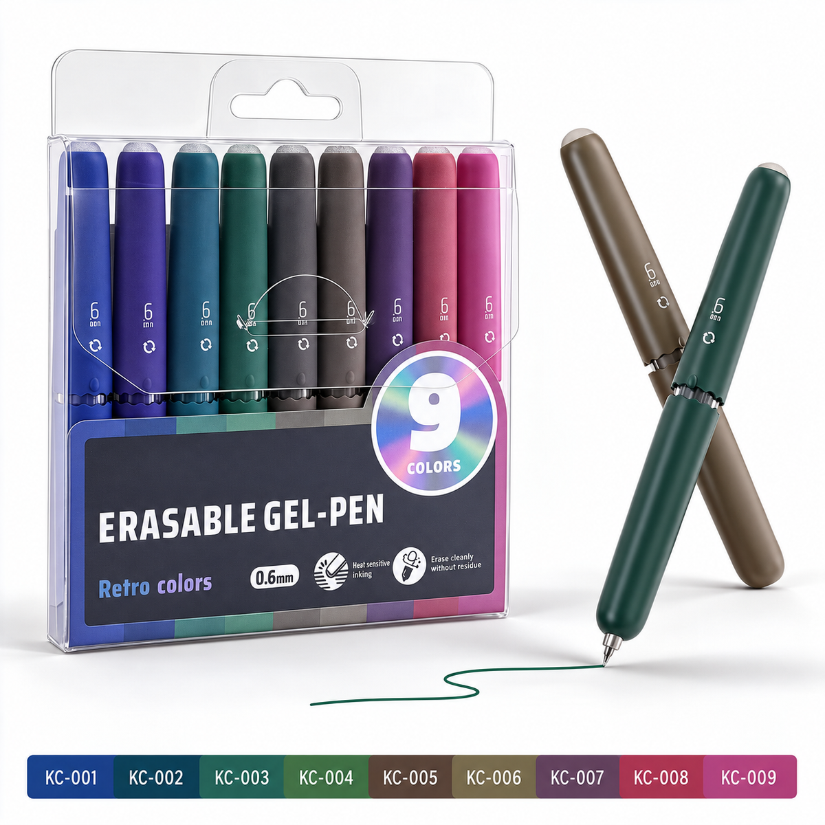 Write & Erase Instantly! No-Mess 8-Color Erasable Gel Pens