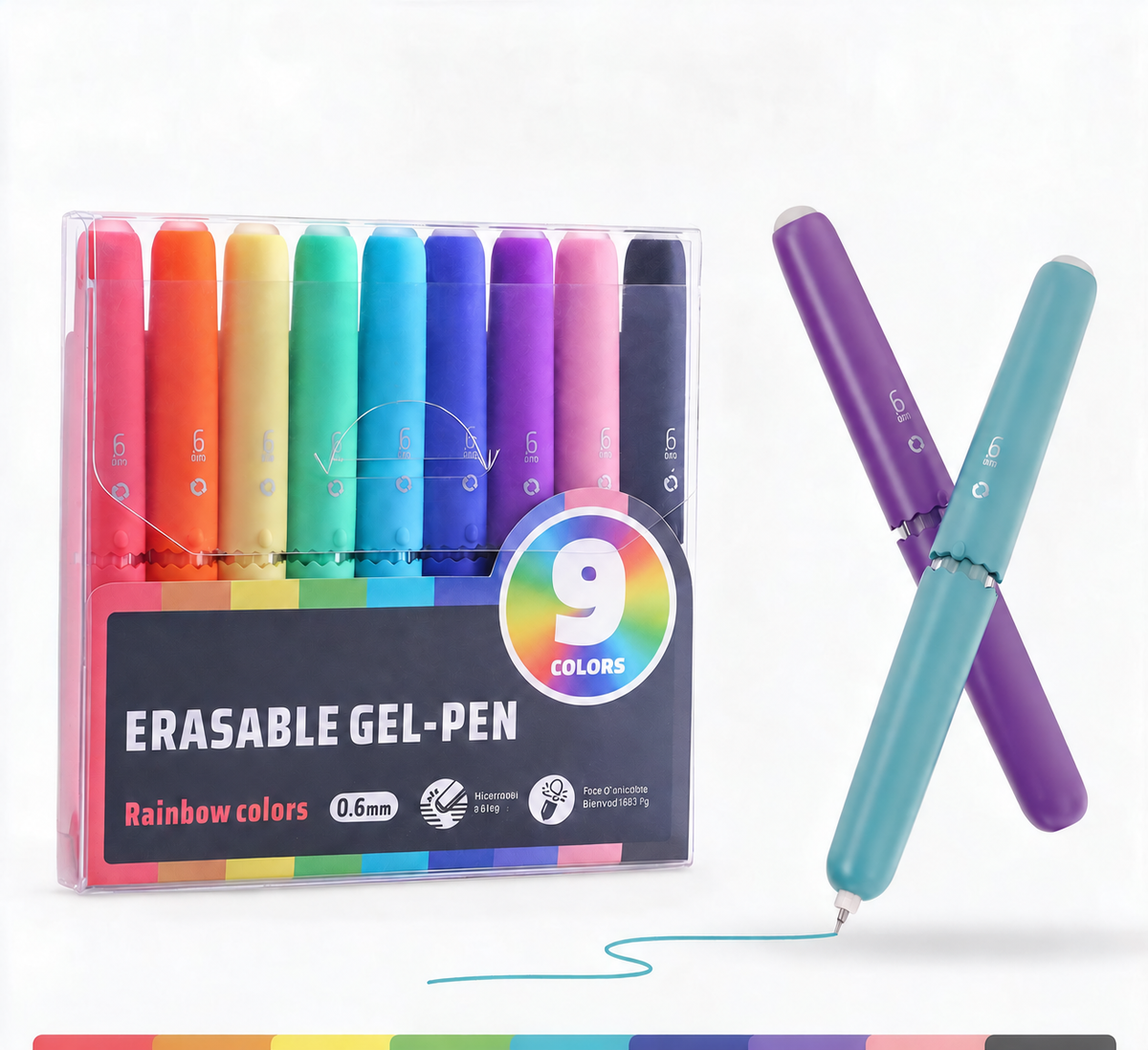 Write & Erase Instantly! No-Mess 8-Color Erasable Gel Pens