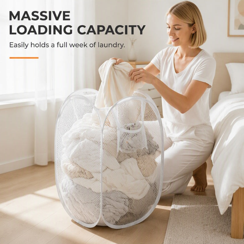 Organize Laundry Instantly! No-Clutter Collapsible Mesh Hamper