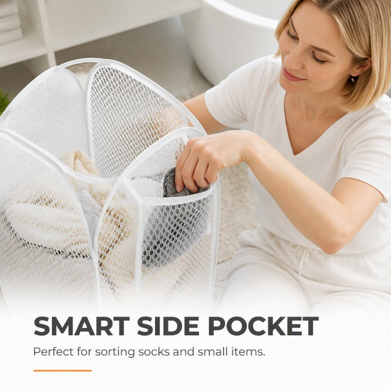 Organize Laundry Instantly! No-Clutter Collapsible Mesh Hamper