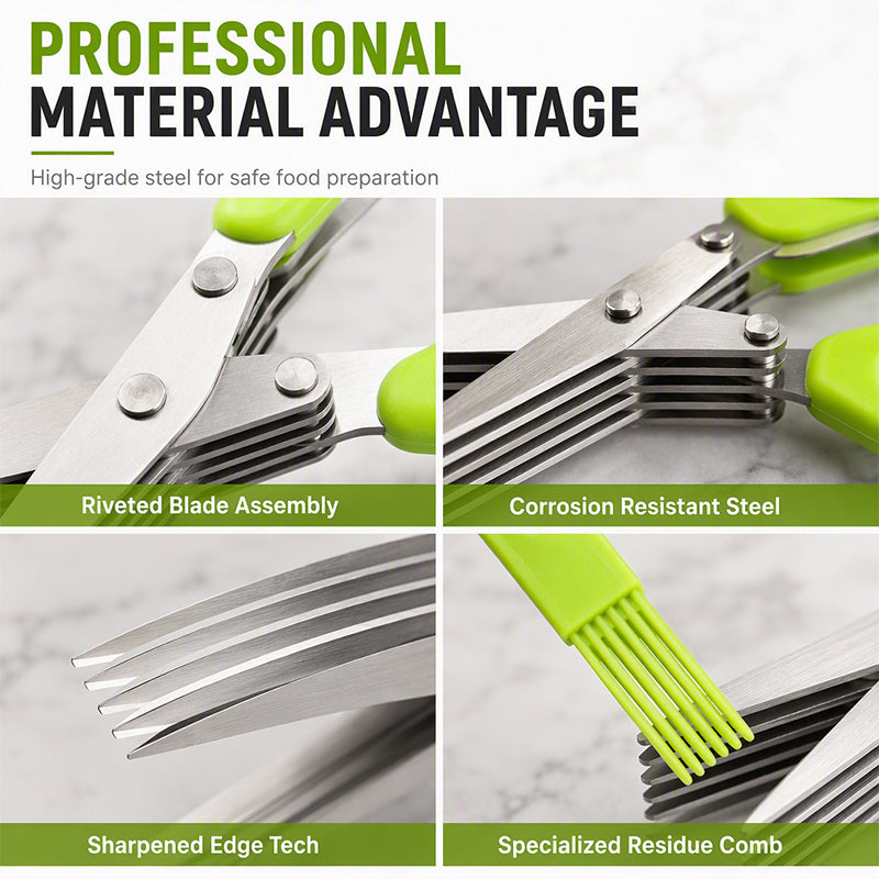 Snip Any Herb Instantly! No-Repeat 5-Blade Kitchen Shears