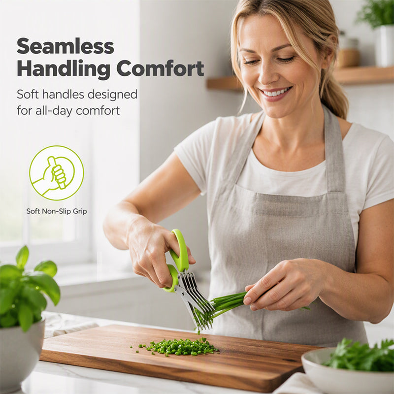 Snip Any Herb Instantly! No-Repeat 5-Blade Kitchen Shears