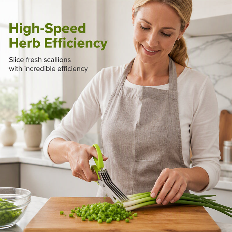 Snip Any Herb Instantly! No-Repeat 5-Blade Kitchen Shears