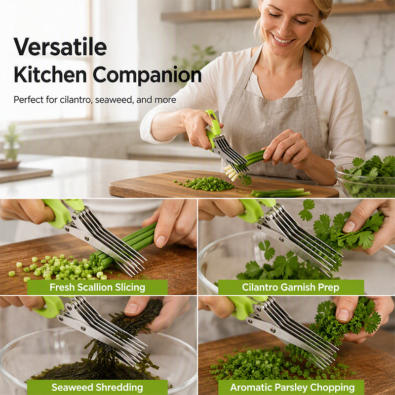 Snip Any Herb Instantly! No-Repeat 5-Blade Kitchen Shears