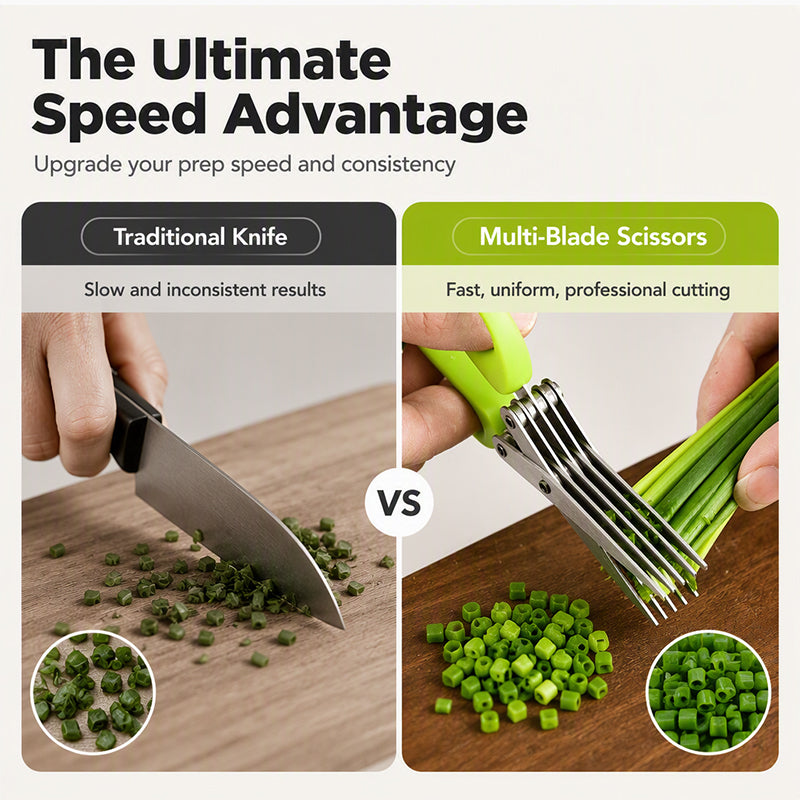 Snip Any Herb Instantly! No-Repeat 5-Blade Kitchen Shears