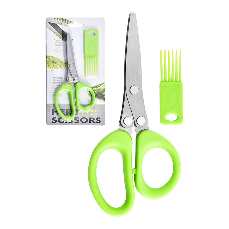Snip Any Herb Instantly! No-Repeat 5-Blade Kitchen Shears