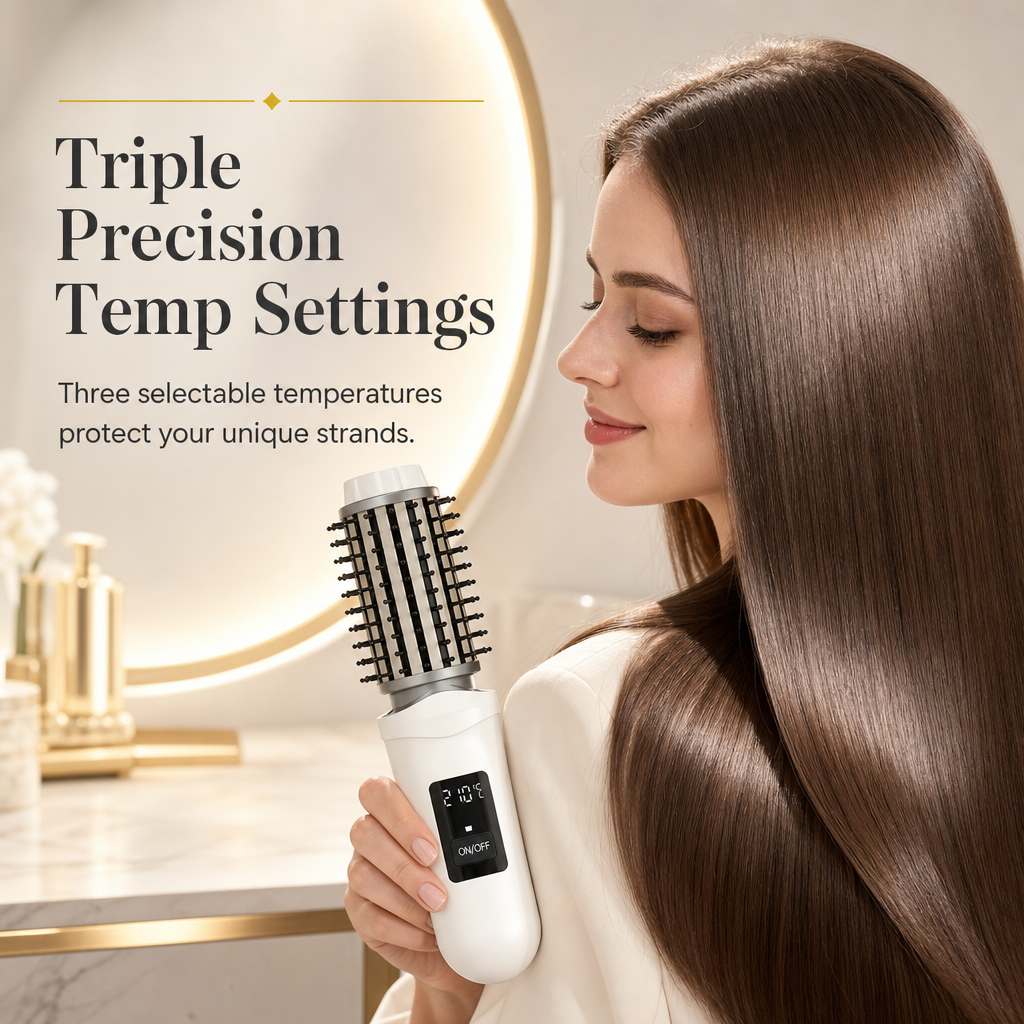 Style Hair Instantly! No-Cord 2-in-1 Straightener Brush