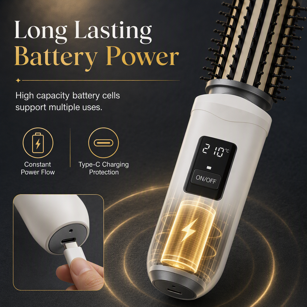 Style Hair Instantly! No-Cord 2-in-1 Straightener Brush