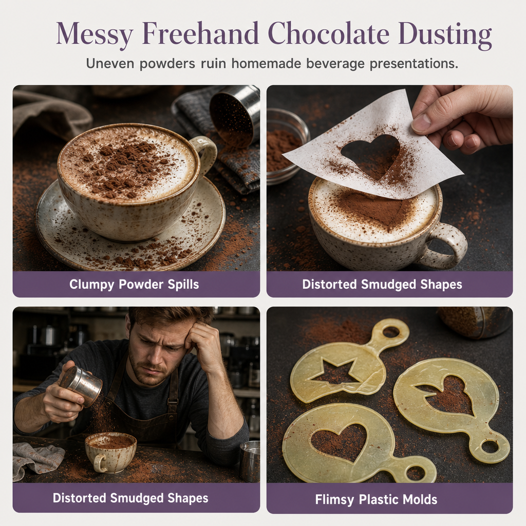 Create Coffee Art Instantly! Stainless Steel Latte Stencil Template