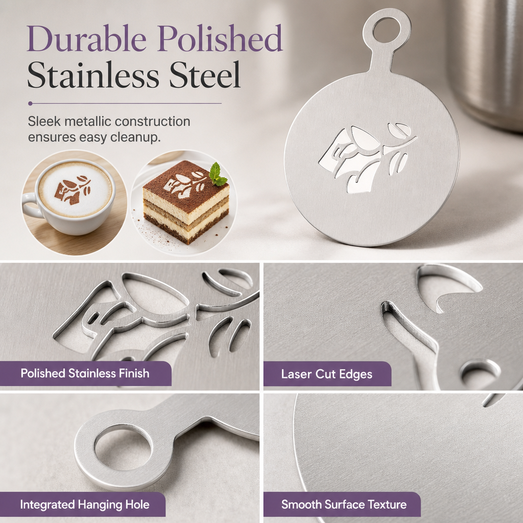 Create Coffee Art Instantly! Stainless Steel Latte Stencil Template