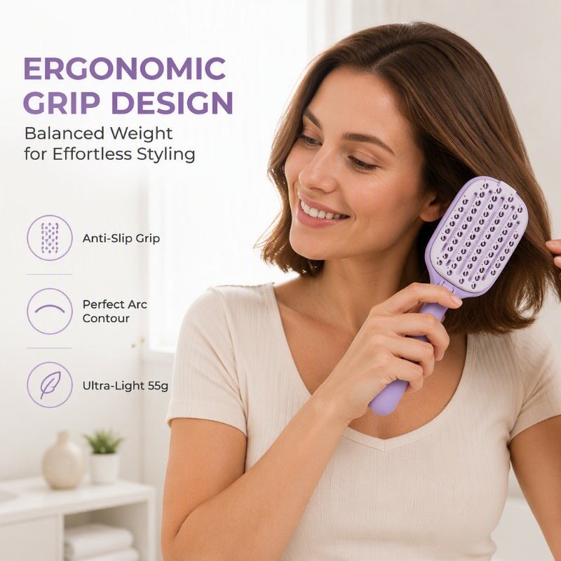 Brush & Fold Instantly! No-Fuss Self-Cleaning Vent Hairbrush