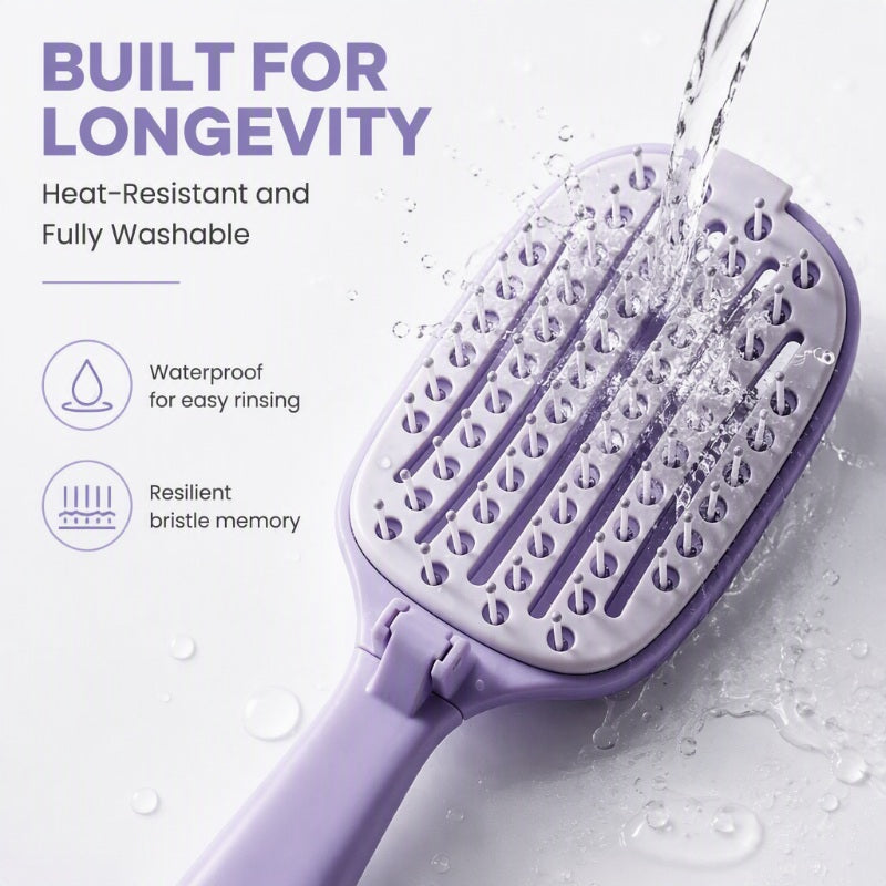 Brush & Fold Instantly! No-Fuss Self-Cleaning Vent Hairbrush