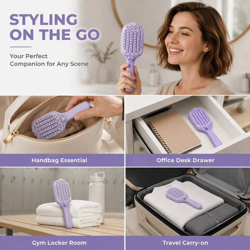 Brush & Fold Instantly! No-Fuss Self-Cleaning Vent Hairbrush