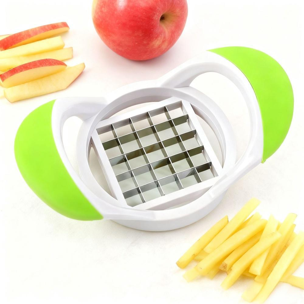 Cut Fries Instantly! No-Mess One-Press Stainless Fry Cutter