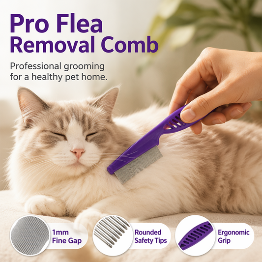 Catch Fleas Instantly! No-Escape 1mm Fine-Tooth Pet Comb