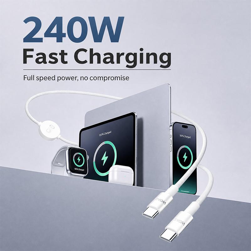 Charge Multi-Devices Instantly! No-Clutter 240W Braided Cable