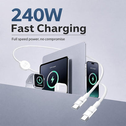Charge Multi-Devices Instantly! No-Clutter 240W Braided Cable