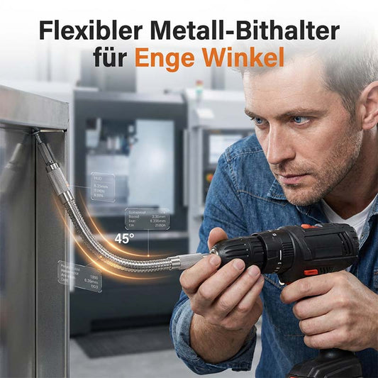 Reach Tight Screws Instantly! No-Strain Flexible Drill Shaft