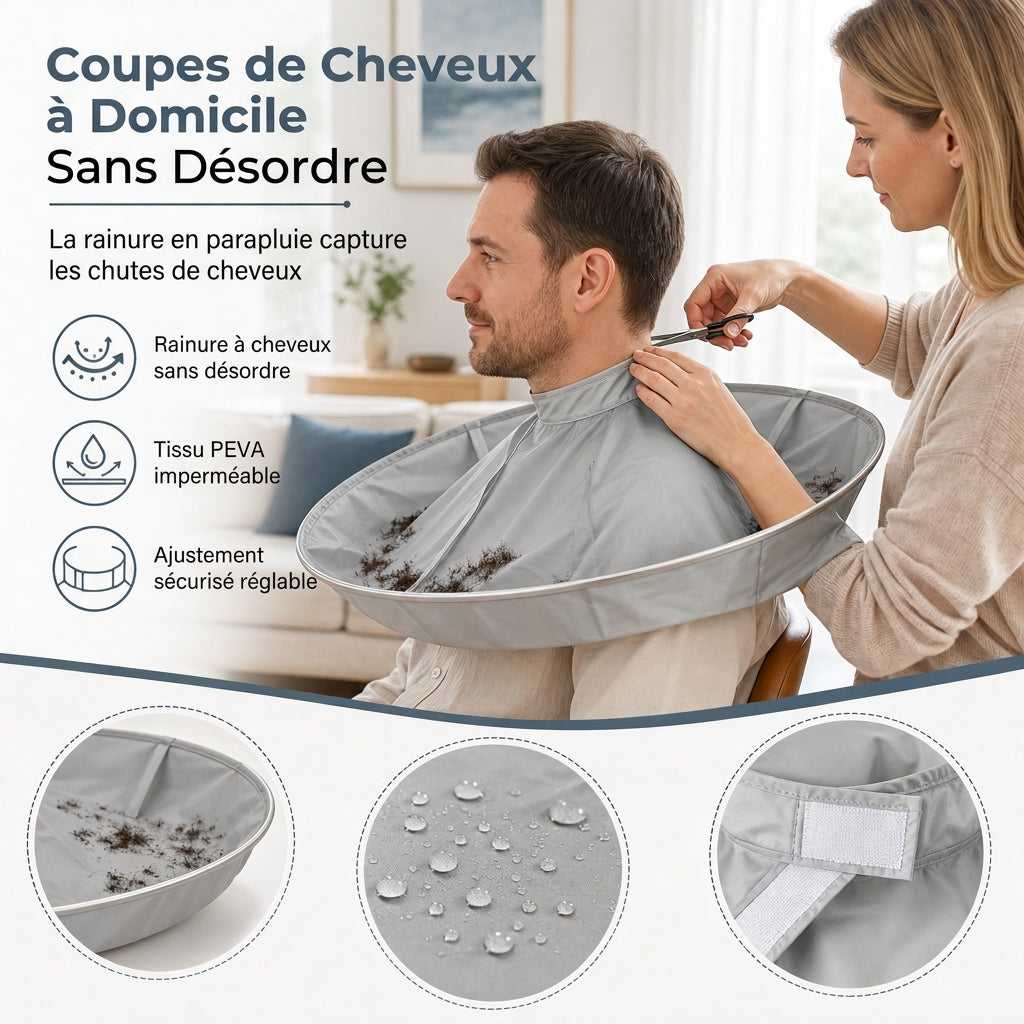 ✂️ LIMITED-TIME 50% OFF! 💈 Hair Cutting Cape with Hair Catcher – Mess-free, Waterproof, Foldable ✨