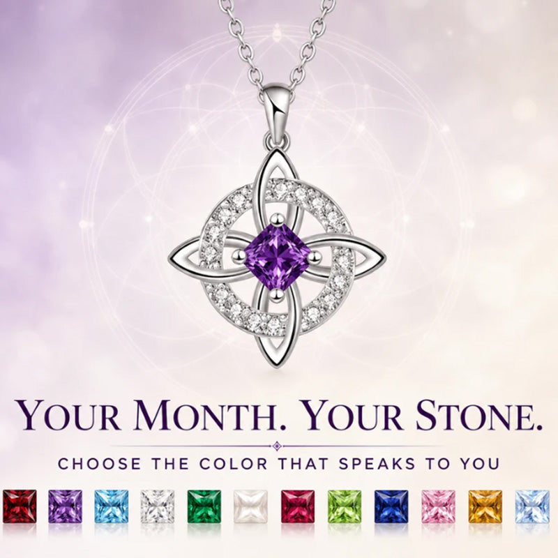 Wear Daily Elegance Instantly! No-Fuss Adjustable Celtic Birthstone Necklace