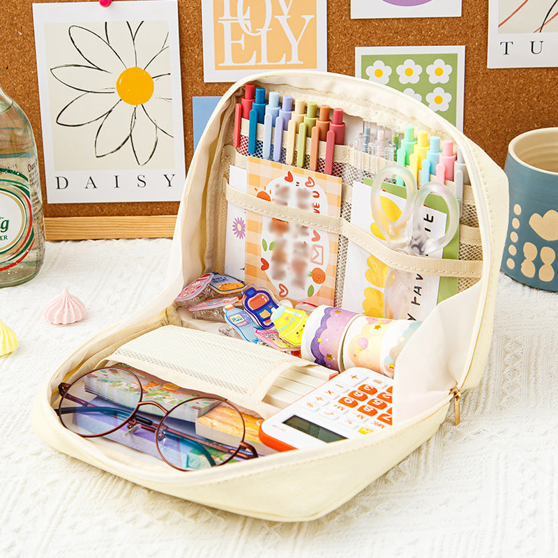 Large Capacity Compartment Zipper Pencil Pouch