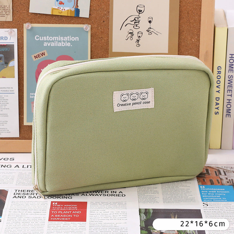 Large Capacity Compartment Zipper Pencil Pouch