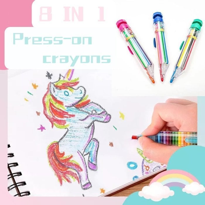 Draw in 8 Colors Instantly! No-Box Multicolor Crayon