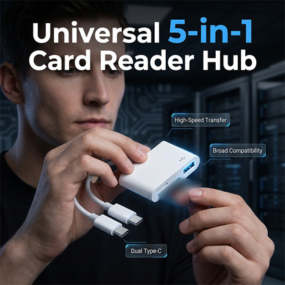 Transfer Files Instantly! No-Adapter 5-in-1 Card Reader