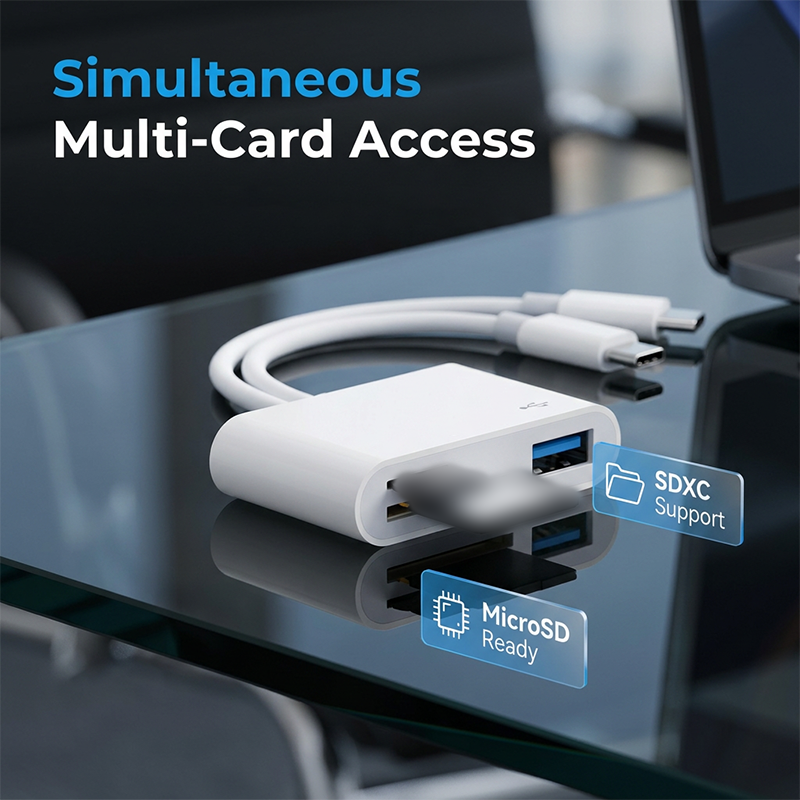 Transfer Files Instantly! No-Adapter 5-in-1 Card Reader