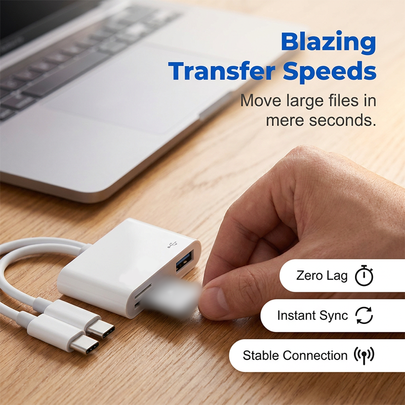 Transfer Files Instantly! No-Adapter 5-in-1 Card Reader