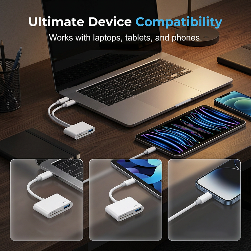 Transfer Files Instantly! No-Adapter 5-in-1 Card Reader