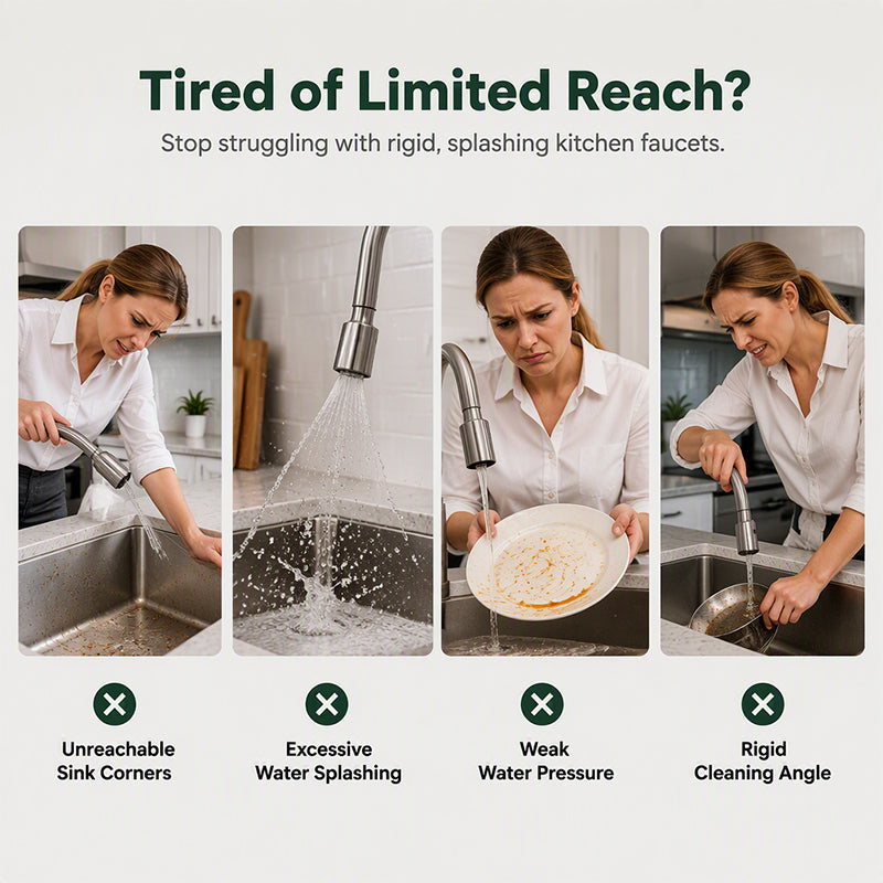 Reach Every Corner Instantly! No-Scrub 720° Faucet Extender