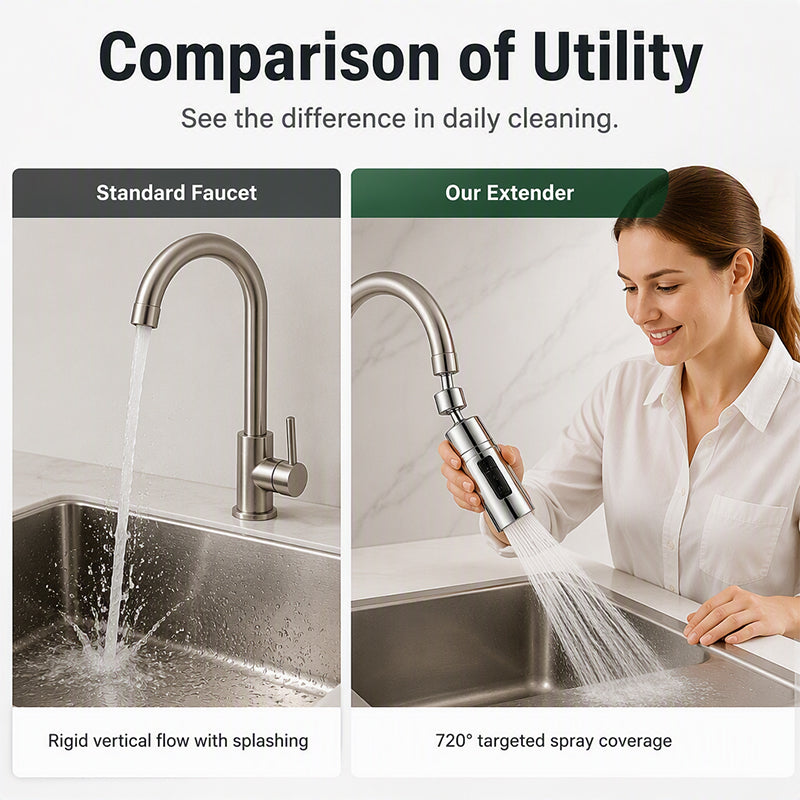 Reach Every Corner Instantly! No-Scrub 720° Faucet Extender