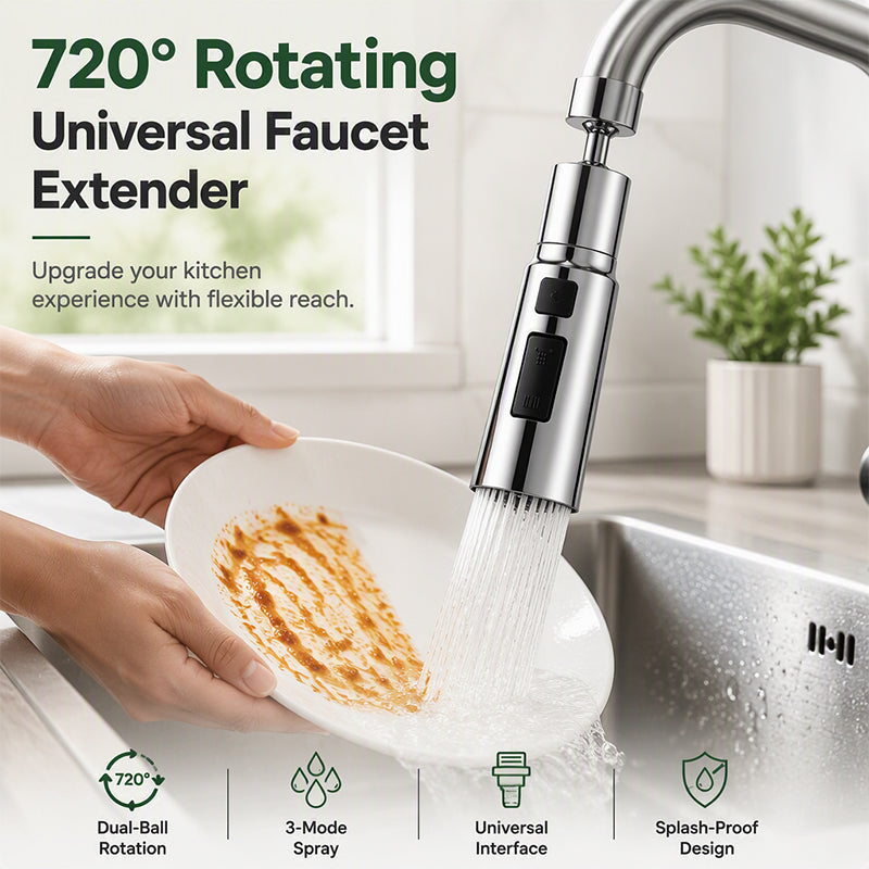 Reach Every Corner Instantly! No-Scrub 720° Faucet Extender