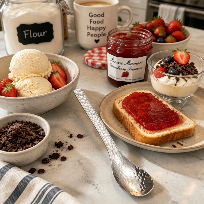 Scoop Desserts Elegantly! No-Smudge Hammered Steel Spoon