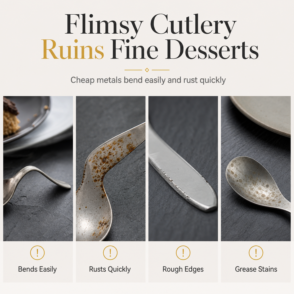Scoop Desserts Elegantly! No-Smudge Hammered Steel Spoon