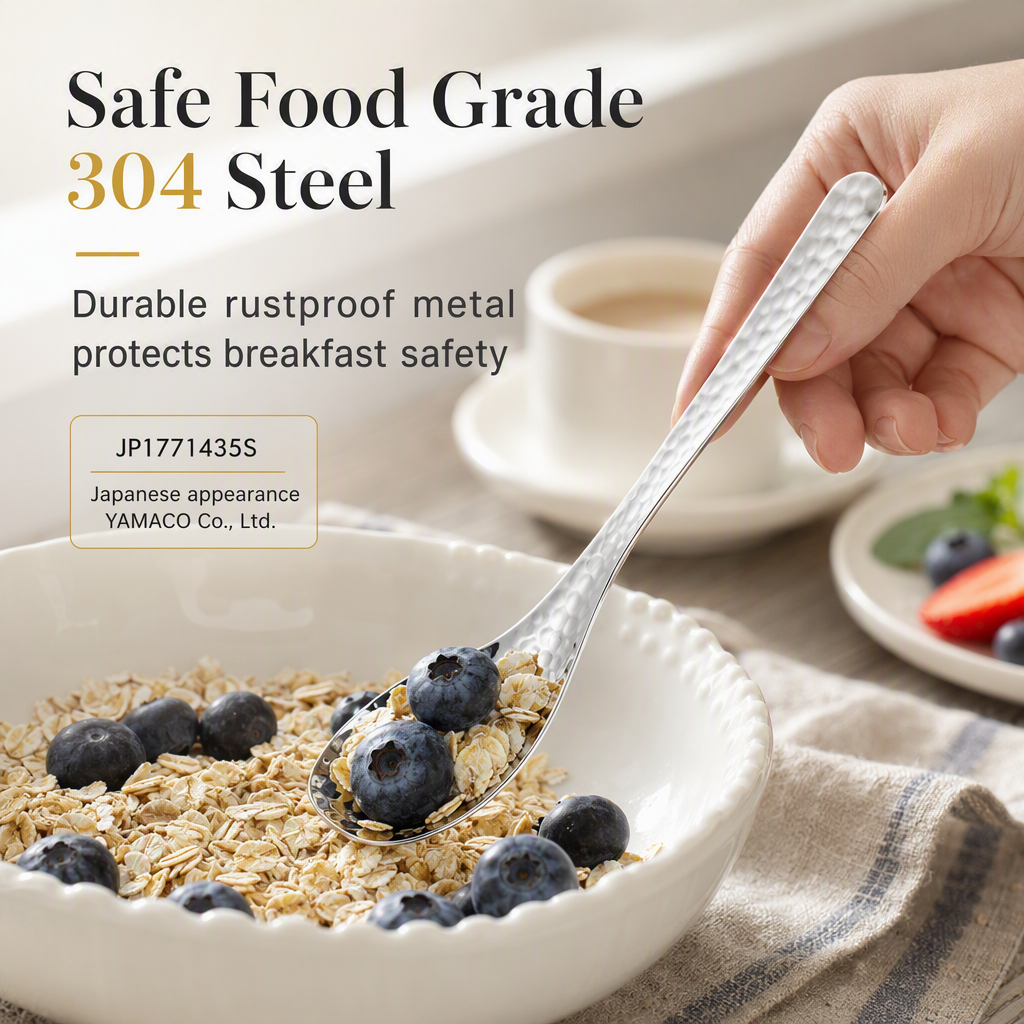 Scoop Desserts Elegantly! No-Smudge Hammered Steel Spoon
