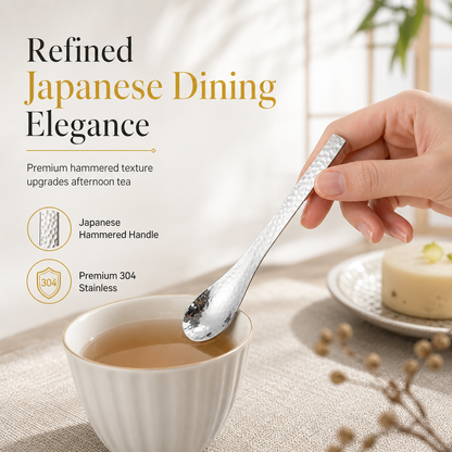 Scoop Desserts Elegantly! No-Smudge Hammered Steel Spoon