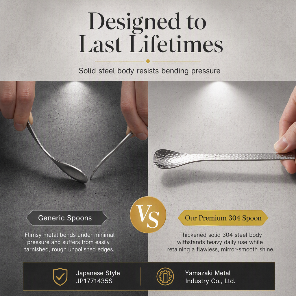 Scoop Desserts Elegantly! No-Smudge Hammered Steel Spoon