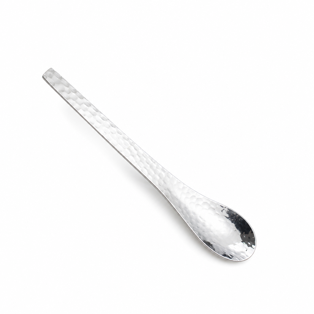 Scoop Desserts Elegantly! No-Smudge Hammered Steel Spoon