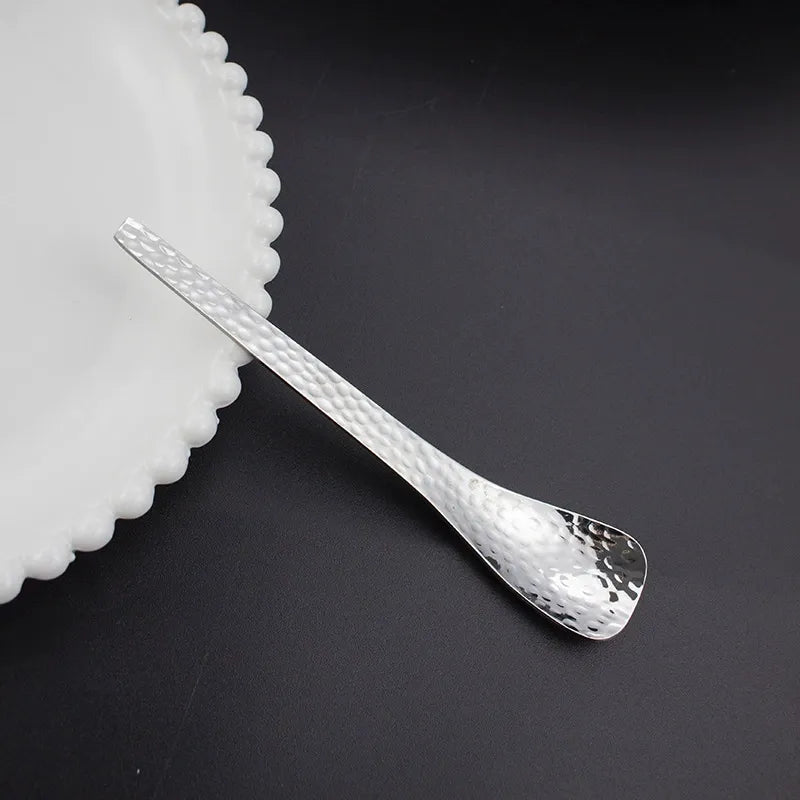 Scoop Desserts Elegantly! No-Smudge Hammered Steel Spoon