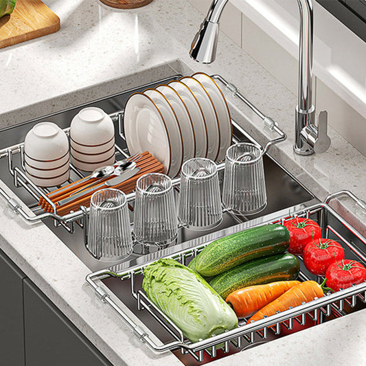 Dry Dishes Instantly! Expandable Stainless Steel Sink Drainer