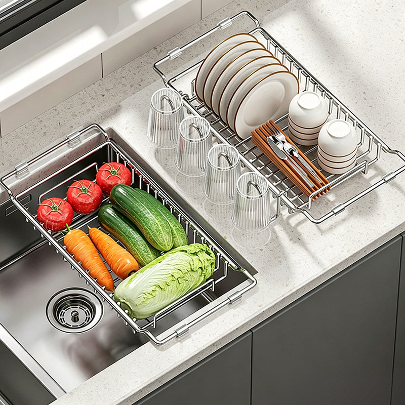 Dry Dishes Instantly! Expandable Stainless Steel Sink Drainer