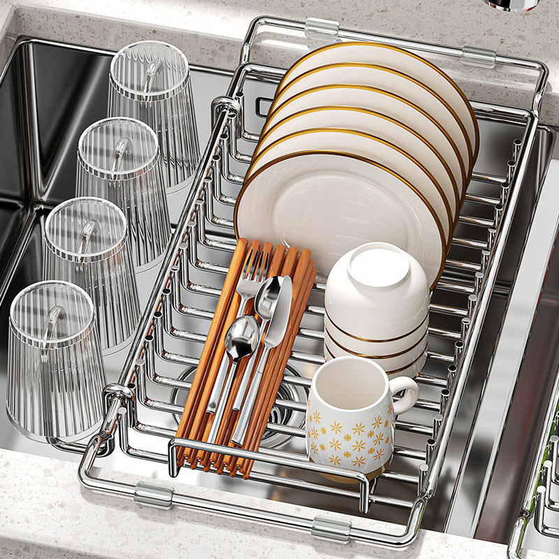 Dry Dishes Instantly! Expandable Stainless Steel Sink Drainer
