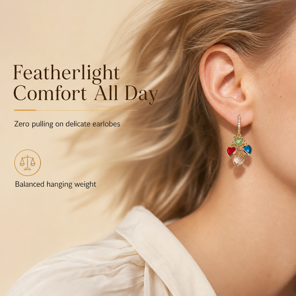 Add Retro Sparkle Instantly! Multicolor Heart Drop Earrings