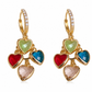 Add Retro Sparkle Instantly! Multicolor Heart Drop Earrings